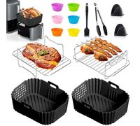 Set di 15 accessori per friggitrice ad aria per Ninja Double Stack XL 9,5 L SL400UK, fodere per friggitrice ad aria per Ninja Foodi MAX Dual Zone AF300UK, AF400UK, fodere in silicone riutilizzabili