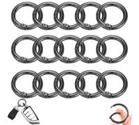 Set di 15 Anelli a Molla Rotondi in Metallo da 20 mm - O-Ring Colore Nero Canna di Fucile per Borse, Portachiavi, Cinghie, Fibbia, Accessori Fai-da-te