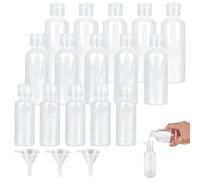 Set di 15 bottiglie da viaggio da 50 ml, 80 ml, 100 ml, contenitore da viaggio per liquidi con 3 imbuti, piccole bottiglie di plastica da riempire per shampoo, balsamo, viaggi, lozione