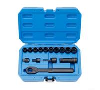 Set di 15 chiavi a bussola, cricchetto pass-through da 10-19 mm, con denti a 6 e 12 punti, in acciaio cromato, per riparazione auto in spazi ristretti, utensile manuale metrico