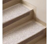 Set di 15 gradini in lana, con bordo piegato di 3 cm, tappeto per scale antiscivolo, senza colla e lavabile in lavatrice, ideale per case con anziani, bambini e animali domestici Brown A 75 * 24+3cm