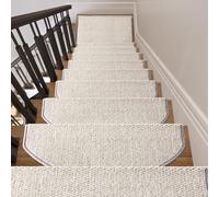 Set di 15 gradini in lana, con bordo piegato di 3 cm, tappeto per scale antiscivolo, senza colla e lavabile in lavatrice, ideale per case con anziani, bambini e animali domestici Beige B 75 * 24+3cm