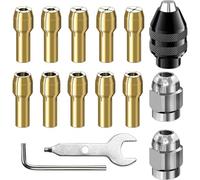 Set di 15 mandrini multipli 4486 compatibili con Dr-emel, 0,8-3,2 mm di ricambio per mandrino senza chiave, sostituzione del gambo 4485 in ottone pinza in metallo dado rotante accessorio per utensili