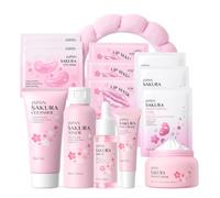 Set di 15 maschere per il viso Sakura per donne e ragazze, idratanti e nutrienti, per routine facciale, detergente, siero, crema, maschera per il viso, regali di Natale