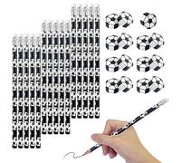 Set di 15 matite da calcio con 15 gomme da cancellare, regalo per feste di calcio, decorazioni per bambini (nero 2B)