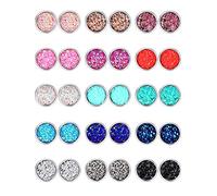 Set di 15 Paia di Orecchini a Lobo Finti Druzy Orecchini Rotondi in Acciaio Inossidabile Orecchini Bohémien con Piercing Gioielli per Donna (10,0 Millimetri)