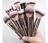 Set di 15 pennelli da trucco grandi, set di pennelli da trucco portatile, pennello da cipria extra grande e morbido, pennello da contouring, pennello da fondotinta, set di pennelli da ombretto, pennel