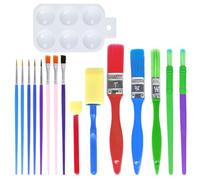Set di 15 pennelli in spugna con 1 pallet, pennelli fai da te, set di pennelli artificiali, accessori da pittura per bambini, utilizzati per pittura ad acquerello, pittura a olio, fai da te