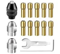 Set di 15 pinze per mandrini, compatibili con Dremel, 4486, in ottone, dado in metallo, mandrino da 0,8 mm a 3,2 mm, mandrino a sgancio rapido Keyless per accessori leggeri