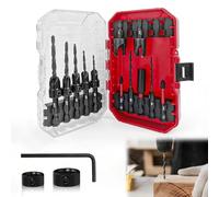 Set di 15 punte per trapano a svasatura, con 2 trapani per legno, codolo esagonale da 1/4", cambio rapido con scatola per una lavorazione precisa del legno