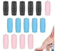 Set di 15 rulli di ricambio per la rimozione dei calli (5 blu, 5 rosa, 5 ner), per la rimozione dei calli e pedicure