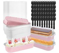 Set di 150 mini teglie per pagnotta con coperchi e cucchiai, in alluminio da 200 ml, riutilizzabili, antiaderenti, contenitori portatili per pane, cupcake, per la cucina domestica