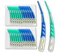 Set di 154 spazzole interdentali, facili da usare, le dimensioni sono 6,5 x 0,7 cm, per la pulizia dei denti difficili da raggiungere (verde e blu)