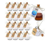 Set di 16 bottiglie in vetro trasparente da 50 ml o 1,69 oz con tappo in sughero per oli, tinture, erbe, spezie, miscele di erbe, pozioni, arti e mestieri, bomboniere, omaggi per matrimoni, barattoli