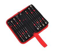 Set di 16 cacciaviti magnetici per trapano a percussione, borsa extra lunga da 15,2 cm, con codolo esagonale SAE/metrico da 1/4"
