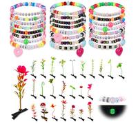 Set di 16 ciondoli per rave con fermagli per capelli e braccialetti Kandi divertenti a forma di fiore per feste, accessori per festival rave, festival e concerti
