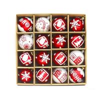 Set di 16 decorazioni dipinte per albero di Natale, palline in plastica leggera da appendere per vari usi festivi ed eventi