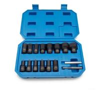 Set di 16 estrattori per dadi rotti con attacco da 1/2" per chiave a bussola, strumento di rimozione da 8-27 mm per viti danneggiate e bulloni pneumatici