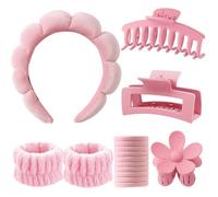 Set di 16 fasce per trucco da spa, per lavare il viso, braccialetti per lavare la pelle, braccialetti per il lavaggio del viso, grandi fermagli per capelli, fasce elastiche per capelli per donne e