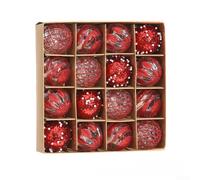 Set di 16 palline natalizie da appendere con PET e finitura metallica dipinta a mano, perfette per ornamenti per alberi, vetrine e decorazioni per la casa vacanze, 6 cm (rosso)