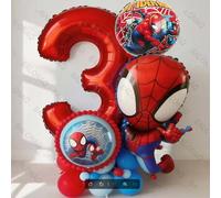Set di 16 Palloncini di Spidey e i Suoi Fantastici Amici, Palloncino in Alluminio Rosso con Numero Spiderman per Compleanno, Baby Shower, Regali per Bambini
