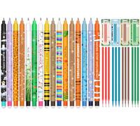 Set di 16 penne gel cancellabili + 12 ricariche nere, con inchiostro cancellabile termosensibile, Kawaii, vari motivi animali, multicolore sensibile alla temperatura, punta da 0,7 mm