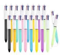 Set di 16 Penne Multicolore 4-in-1 Retrattabili, Penne a Sfera per Scrittura, Ufficio, Scuola e Regali per Bambini e Studenti con Colori Vivaci (Nero, Blu, Rosso, Verde)
