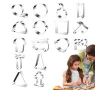 Set di 16 per biscotti in acciaio, per torte, glassa, sviluppo della cucina, forme per progetti culinari e vita decorativa