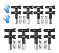 Set di 16 punte per spruzzatore airless con 1 paio di guanti, punte e guarnizioni reversibili per dipingere case, recinzioni, mobili, si adattano alla maggior parte degli spruzzatori airless (gamma