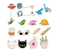 Set di 16 spille da cartone animato, spille in acciaio inossidabile, spille abbinate fatte a mano fai-da-te, spille con bottoni smaltati, accessori per la decorazione dell'abbigliamento
