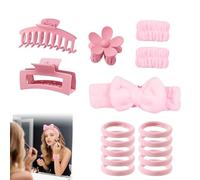 Set di 16 spugne per capelli, per il trucco, 3 fermagli per capelli e 10 elastici per capelli, rosa, yoga, sport, doccia, set per capelli Clean Girl Must Haves