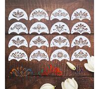 Set di 16 stencil per trucco viso, con motivi floreali e geometrici, adatti per tatuaggi, feste di Capodanno, balli in maschera, costumi da festa, modelli per decorazioni murali, modelli per pittura s