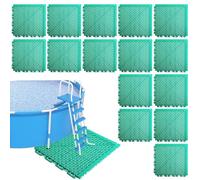 Set di 16 tappetini per piscina fuori terra, tappetini antiscivolo in plastica cava, tappetino puzzle, per bagno, patio, giardino, esterno (quadrato, 25 x 25 cm)