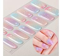 Set di 16 - Unghie in Gel Fai da Te con Design Romantici e Dolci Gradienti , con un da e Accenti Glitterate, di Qualità da Salone per Esaltare le Tue Delicate