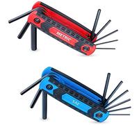 Set di 17 chiavi esagonali pieghevoli di alta qualità, metriche da 1,5 mm a 8 mm, SAE 5/64" - 1/4", in acciaio Cr-V, punte precise e smussate, confezione da 2 utensili multiuso con design portatile e