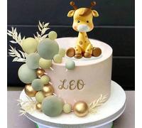 Set di 17 pezzi per decorazione torta a tema giraffa, palline di schiuma oro, verde e giallo, adatto per battesimo, gender reveal, festa di compleanno, decorazione torta (si prega di utilizzare con va