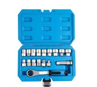 Set di 17 prese Pass-Through, Cromo Vanadio Metriche 10-24mm | Set di Chiavi a Cricco, Design Cavo per Bulloni Lunghi, Acciaio Cr-V, per Riparazioni Auto e Macchine