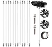 Set di 17 spazzole per camino, spazzola per canna fumaria, spazzola per la pulizia con 12 aste flessibili da 410 mm, 2 testine da 150 mm, 2 aste esagonali e 1 nastro adesivo, per camini, asciugatrici