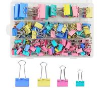 Set di 170 mollette pieghevoli, 15 mm/19 mm/25 mm/32 mm, graffette colorate, graffette multiuso per documenti, clip in metallo, graffette di carta per scuola, cancelleria