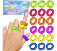 Set di 18 Anelli Sensoriali Fidget in Silicone Anti Stress Bambini e Adulti con Autismo Giocattoli Tattili con Texture Diverse per Calmare l’Ansia Finger Fidget Antistress per Scuola, Ufficio, Viaggi