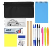 Set di 18 astucci riempiti per il rientro a scuola, kit di cancelleria per la scuola secondaria, astuccio per esami con temperamatite e note adesive, evidenziatore, matite, matematica, gomma, penne