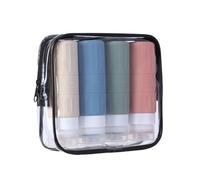 Set di 18 flaconi da riempire, 4 flaconi da viaggio in silicone da 100 ml per viaggi in aereo, flacone spray, flacone con dosatore, piccoli contenitori per shampoo, bagnoschiuma e cosmetici liquidi