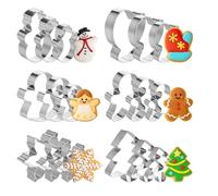 Set di 18 formine per biscotti di Natale, in acciaio inox, con 6 forme a forma di albero di Natale, fiocco di neve, pupazzo di neve, omino di pan di zenzero, ragazza di pan di zenzero, muffola, per la