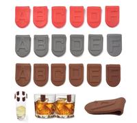 Set di 18 marcatori per bicchieri a forma di lettere, in silicone, riutilizzabili, resistenti al calore, lavabili in lavastoviglie, creativi, ciondoli per bicchieri da vino, per contrassegnare