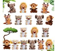 Set di 18 Mini Animali di Foresta Farciti Giocattoli di Peluche di Animali Giungla in 4,8 Pollici Piccolo Carino Elefante Scimmia Giraffa Tigre in Peluche per Feste (Stile Delicato)