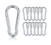 Set di 18 Moschettoni 6 x 60 mm - Portata Fino a 140 kg, Zincato e Resistente - Moschettone Con Gancio a Molla - Moschettone Acciaio Inox Per Zaino, Guinzaglio per Cani, Campeggio, Viaggi e Escursioni
