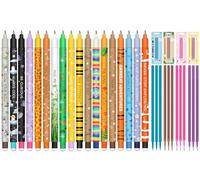 Set di 18 penne gel cancellabili + 12 ricariche nere, con inchiostro cancellabile termosensibile, Kawaii, vari motivi animali, multicolore sensibile alla temperatura, punta da 0,7 mm