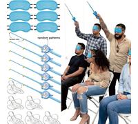 Set di 18 pezzi per il gioco di pesca con benda blu: include 6 canne da pesca, 6 bende e 6 ciucci trasparenti, adatto per divertenti feste di festa di nascità, giochi per feste di rivelazione del gene