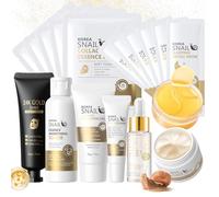 Set di 18 pezzi per la cura della pelle per snail, set con detergenti, toner, crema per gli occhi, siero, crema per l'essenza, maschera per il viso, maschera per il sonno, maschera per gli occhi