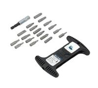 Set di 18 punte con adattatore, alta compatibilità e durata, ideale per lavori di riparazione e manutenzione.